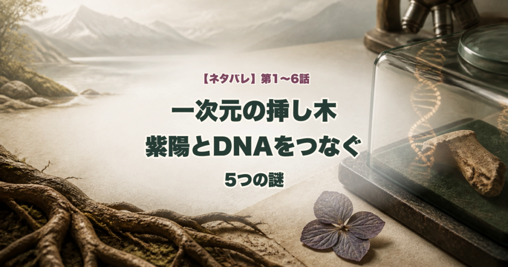 一次元の挿し木第1話から第6話考察と紫陽とDNAをつなぐ5つの謎のタイトル入りアイキャッチ